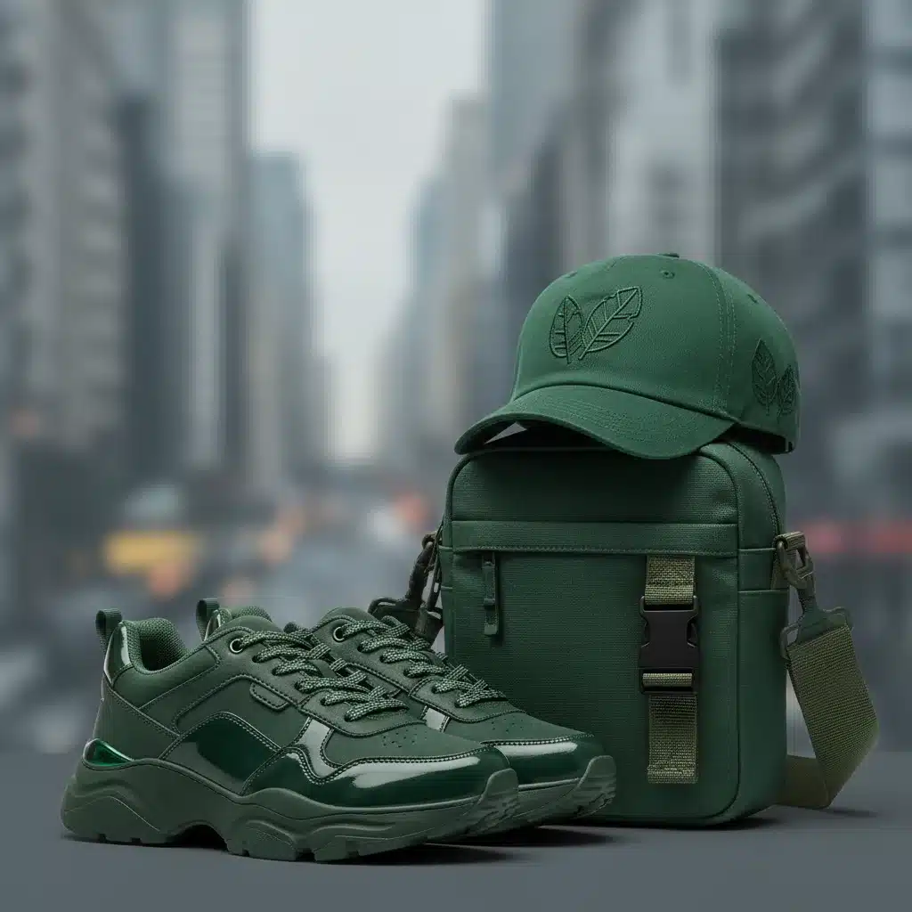 Accesorios de moda urbana en tono Verde Selva Esmeralda, tendencia color urbano 2026