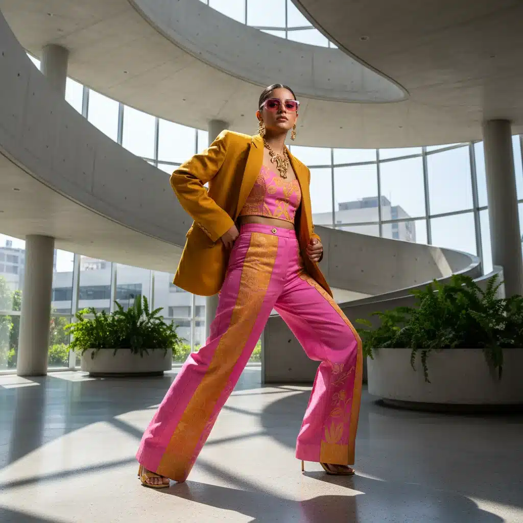 Persona usando prendas en Amarillo Sol Azteca y Rosa Xochitl, tendencias de color urbano 2026