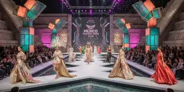 Modelos desfilando en la pasarela de la Semana de la Moda Mexicana 2026, mostrando diseños innovadores.