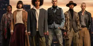 Diverse individuals displaying trendy layered street style outfits in an urban setting, embodying 2026 fashion.