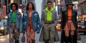 Diverse young adults embodying American street style trends 2026 in a bustling city.