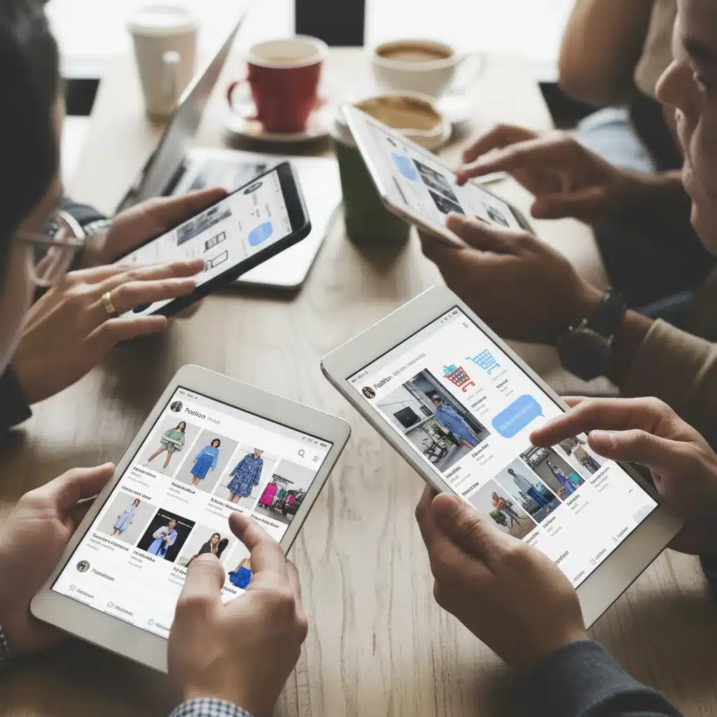 Consumers engaging with digital fashion content and e-commerce platforms