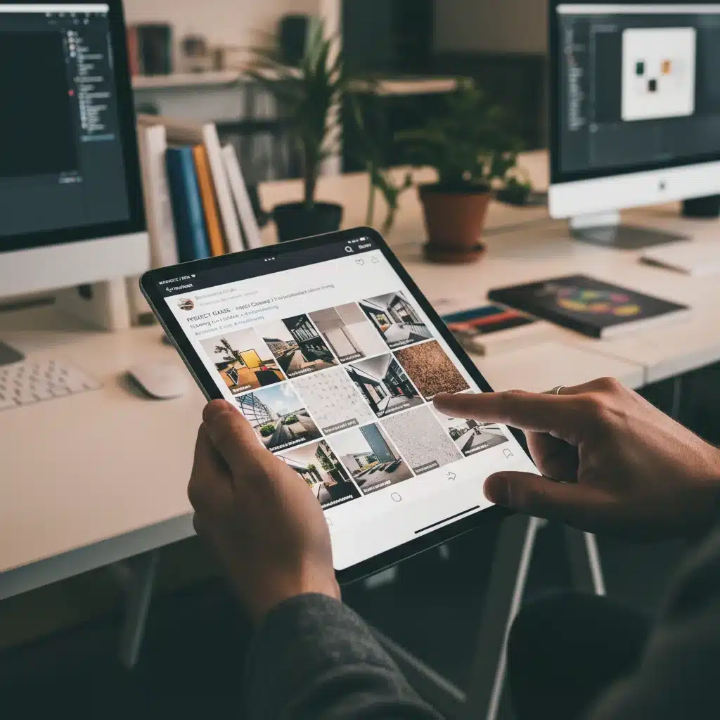 Designer sharing creative process on social media