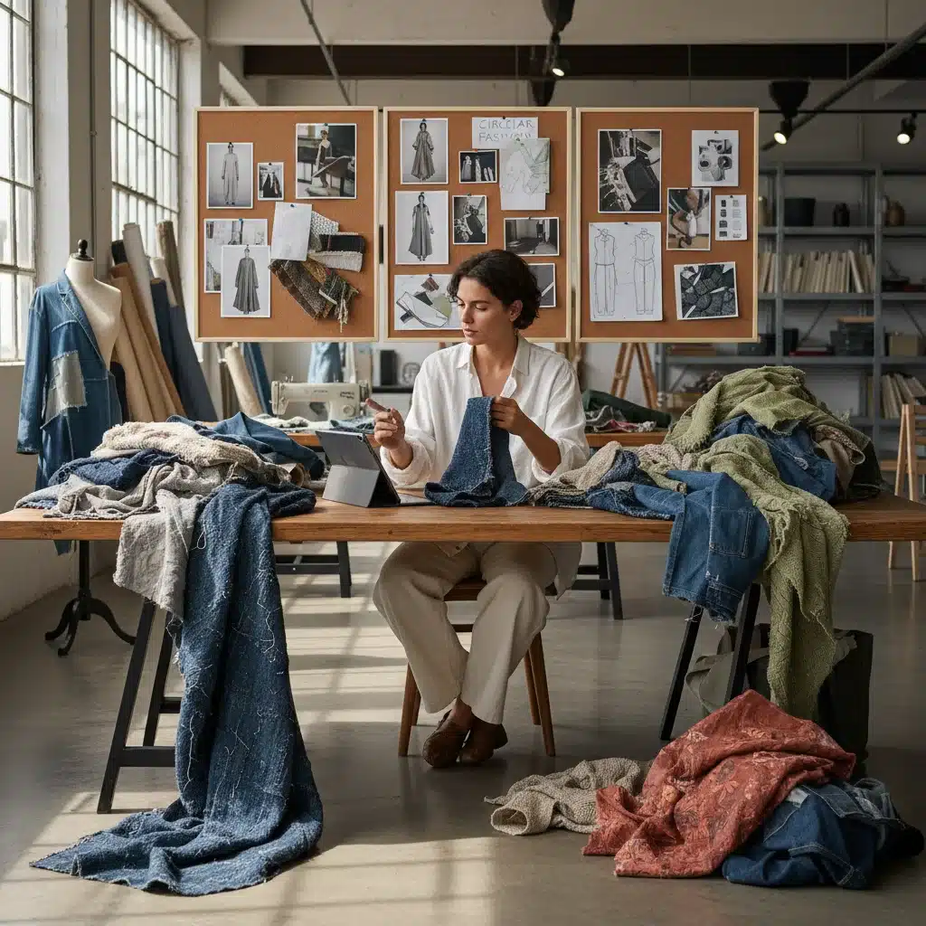 Fashion designer working with recycled and upcycled fabrics