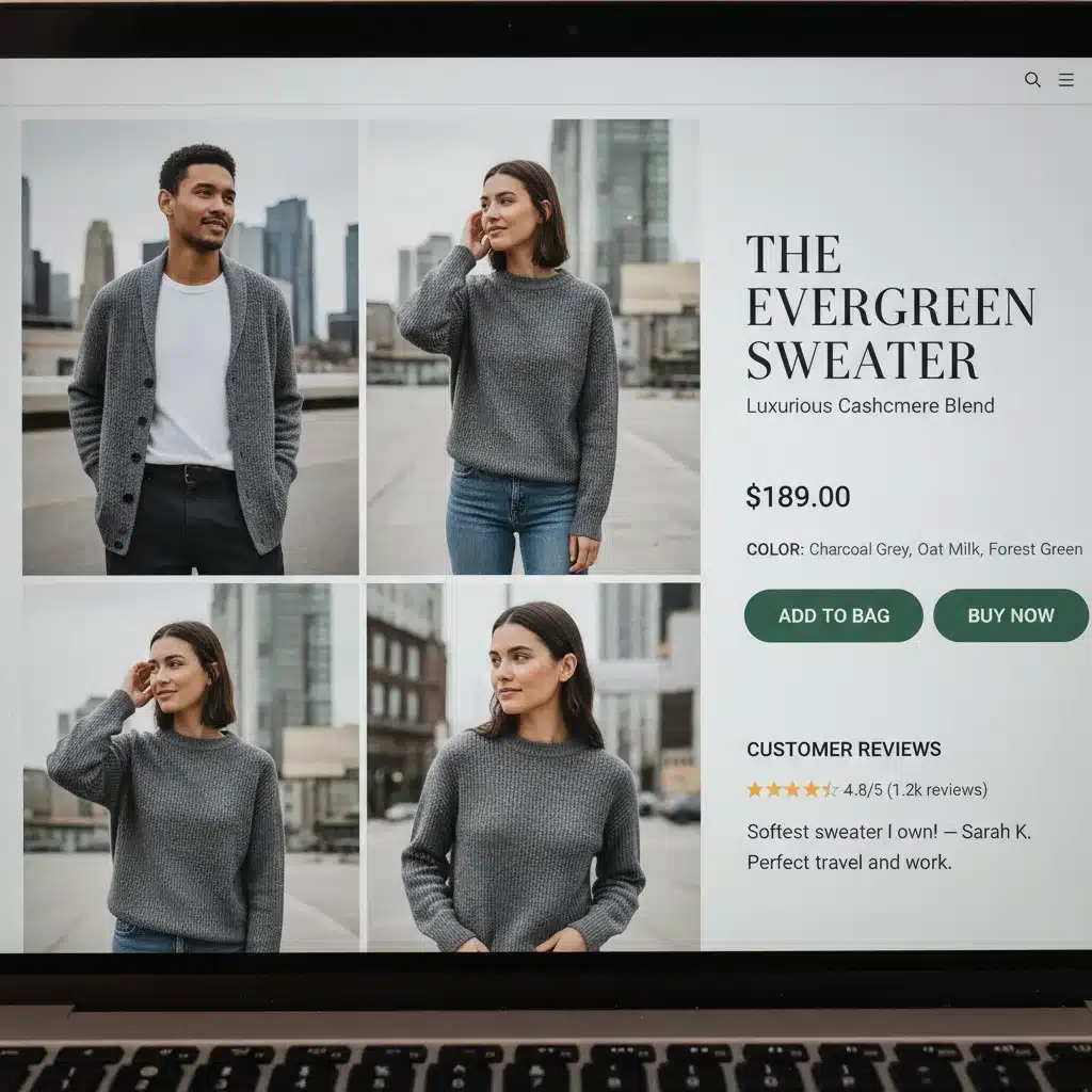 Optimized e-commerce product page with high-quality visuals and customer reviews