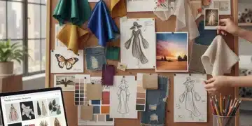 Fashion designer's mood board for collection concept and design