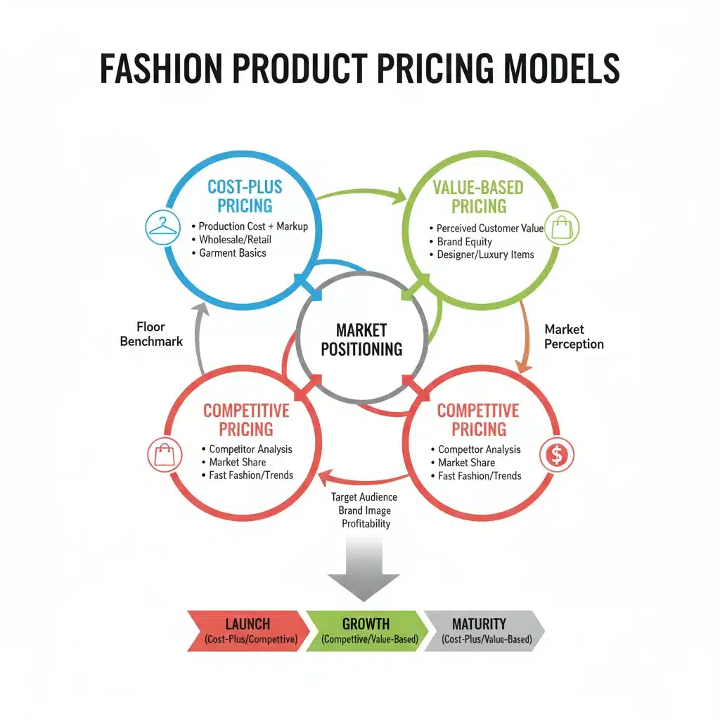 Infographic illustrating various fashion pricing models and their strategic applications