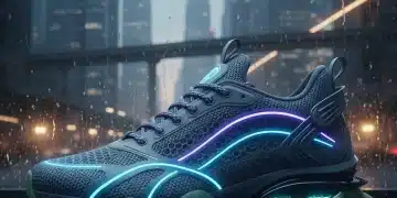 Futuristic sneaker design with tech elements and sustainable materials