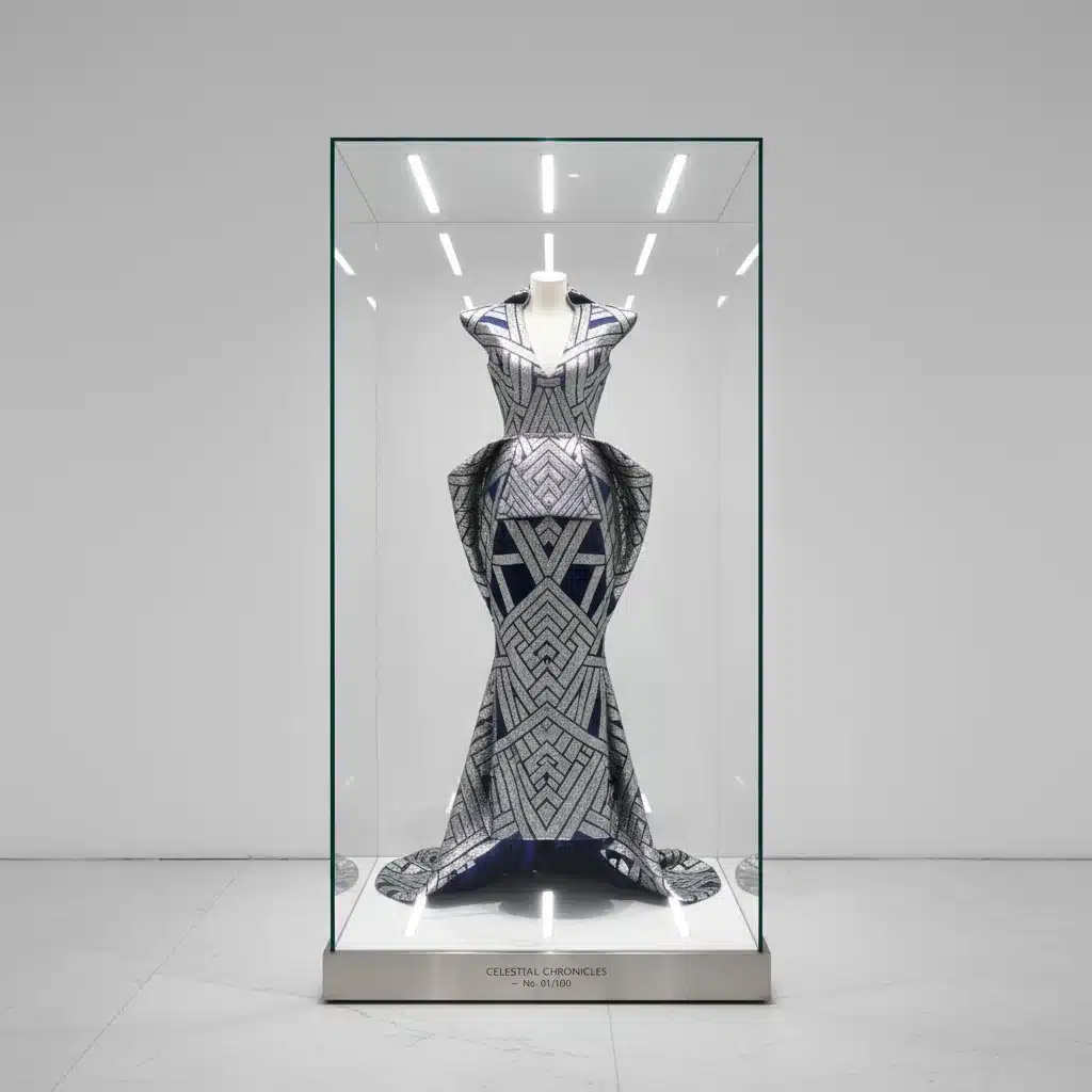 Limited edition haute couture dress displayed as a valuable collectible