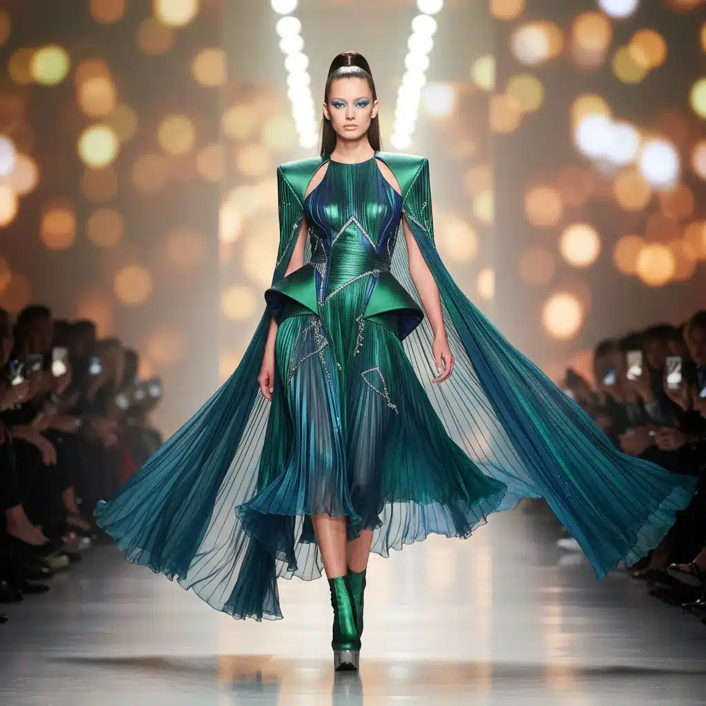 Fashion model on runway showcasing new collection design