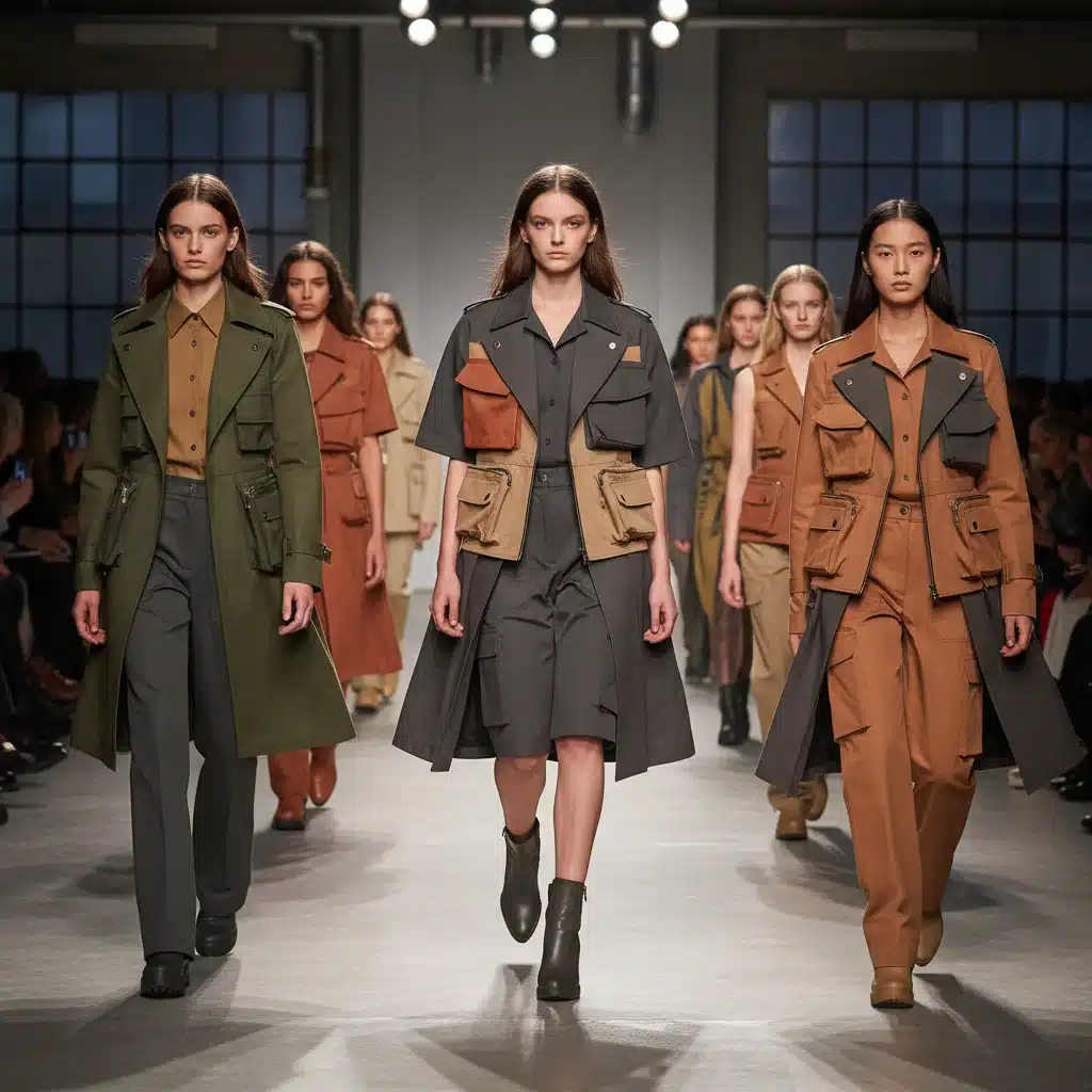 Models showcasing 'Reimagined Utility' silhouettes, diverse fashion