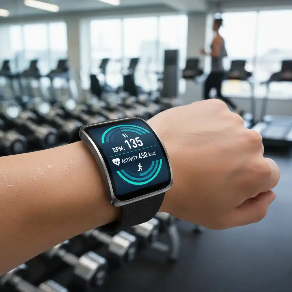 Advanced smartwatch displaying health metrics on a person's wrist