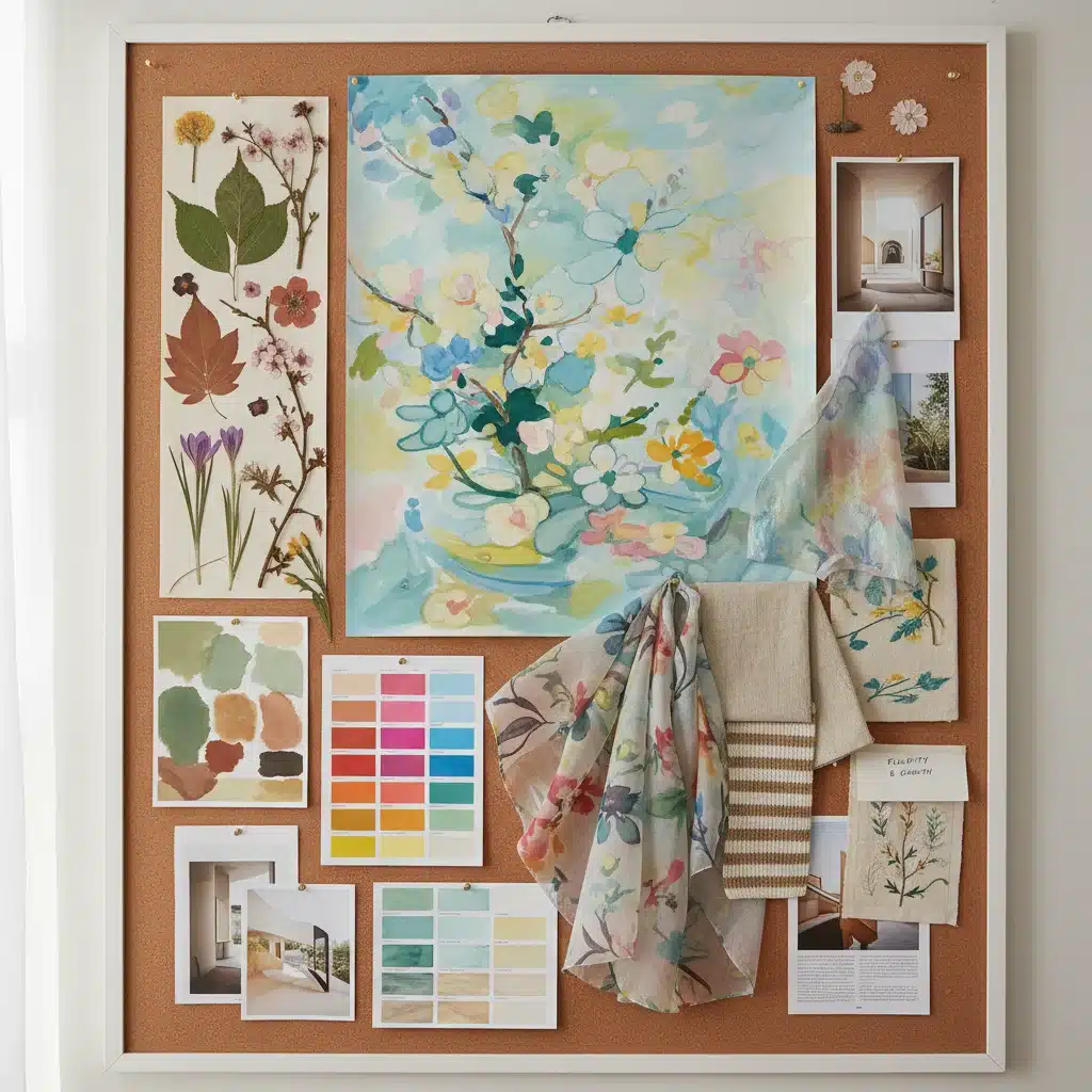 Inspirational mood board for a Spring 2026 fashion collection, showcasing diverse creative elements.