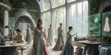 Sustainable high fashion workshop demonstrating ethical sourcing and transparency in production.