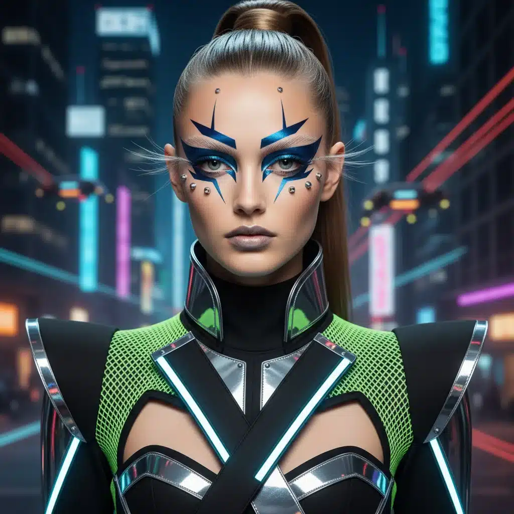 Model displaying graphic eyeliner and avant-garde fashion