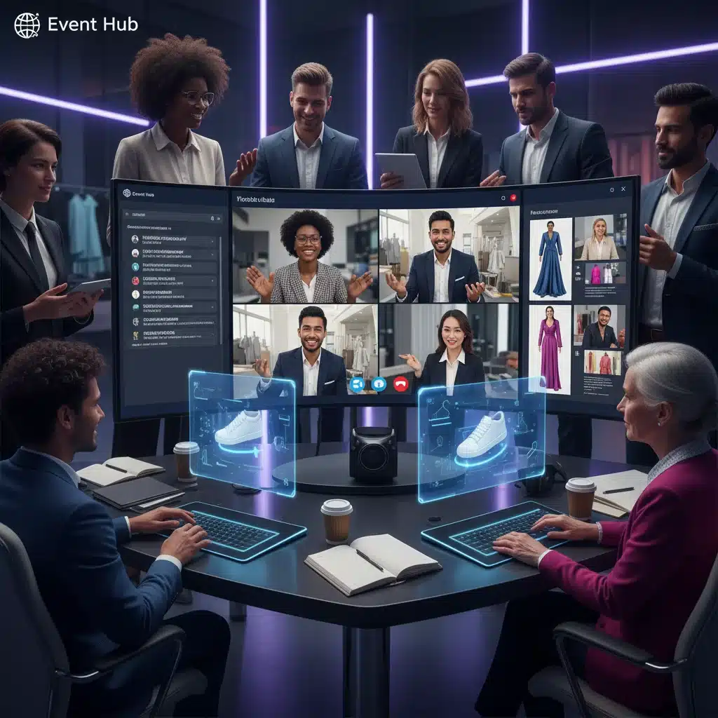 Fashion buyers and designers networking in virtual event platform