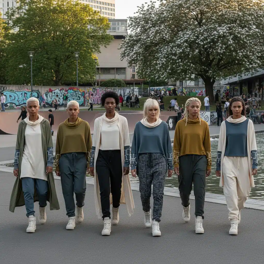 Diverse group in gender-fluid, comfortable casual wear
