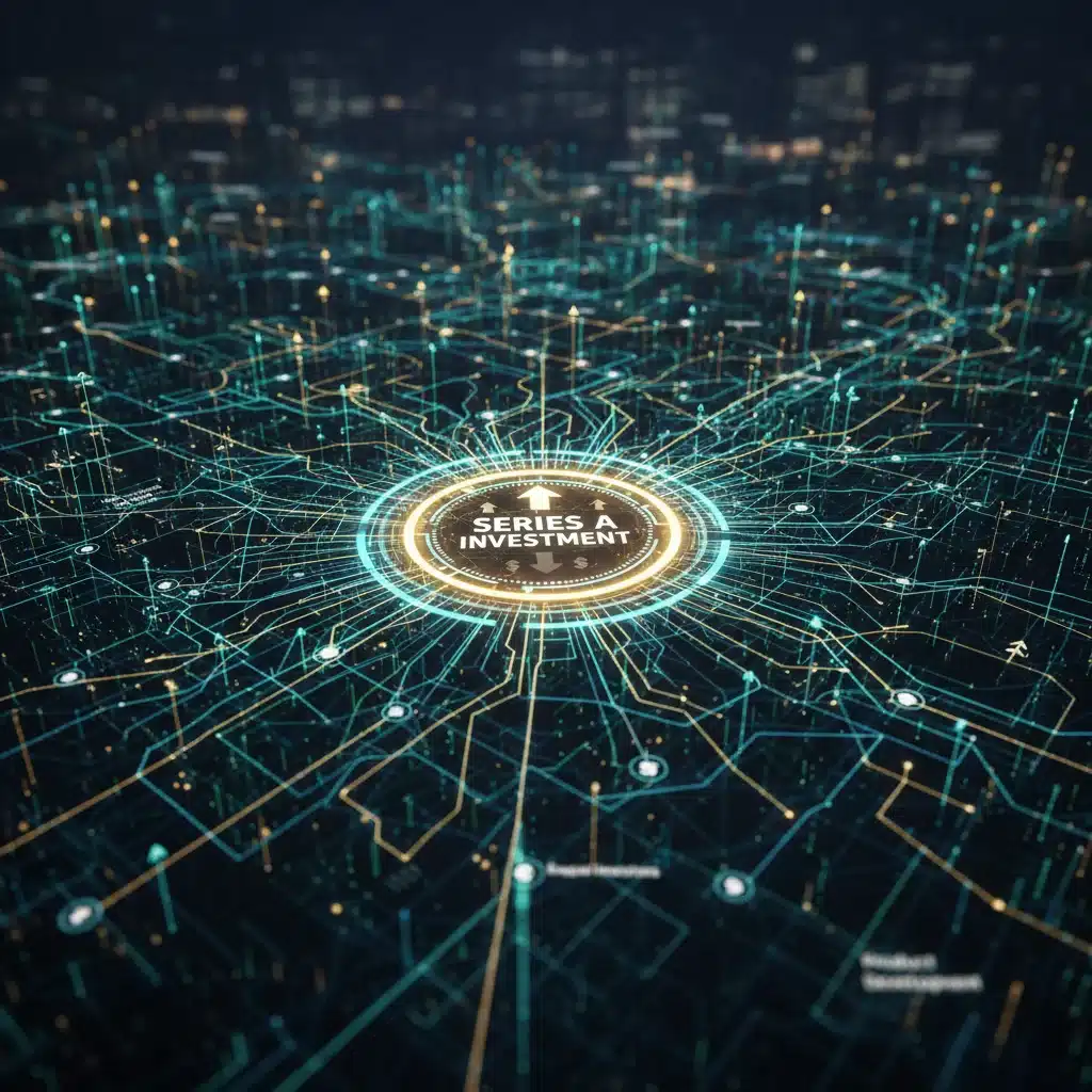 Complex financial network illustrating strategic Series A investment for design businesses.