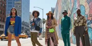 Diverse street style influencers posing in urban setting, showcasing 2026 fashion trends.