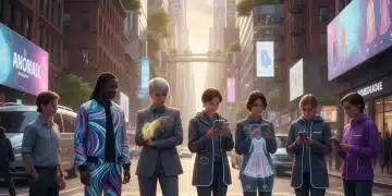 Futuristic street style fashion in 2026 with digital elements