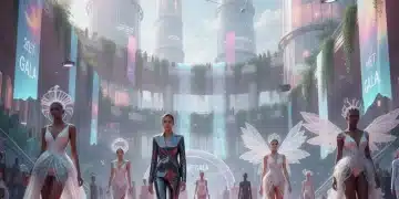 Futuristic fashion on a red carpet at the 2026 Met Gala, showcasing avant-garde designs and diverse models.