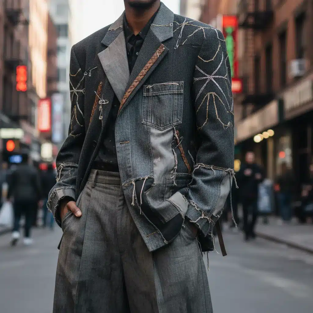 Individual showcasing oversized deconstructed blazer, a key 2026 fashion trend.