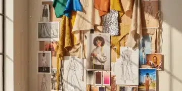 Creative mood board for an emerging fashion designer's collection launch