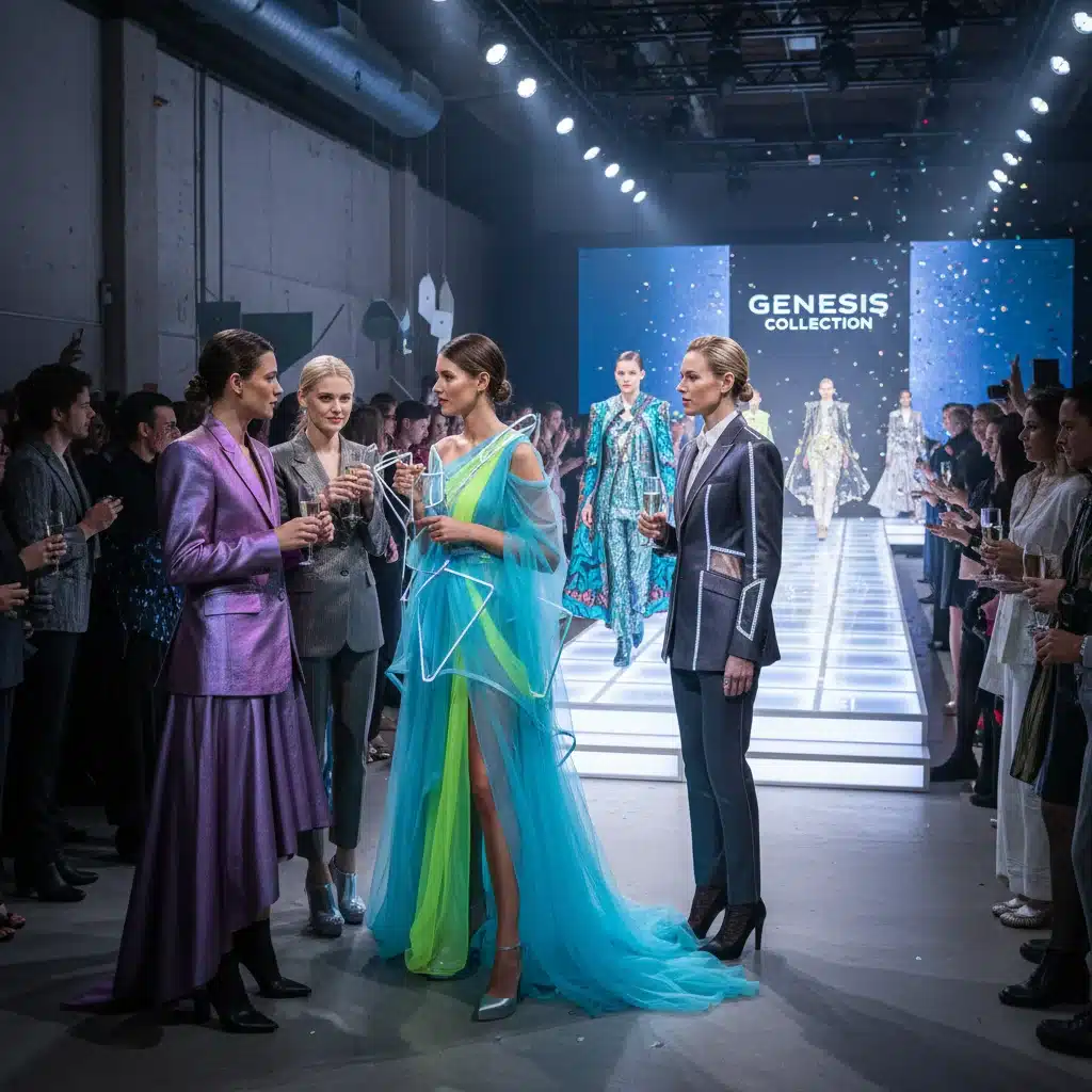 Fashion show attendees observing new collection launch