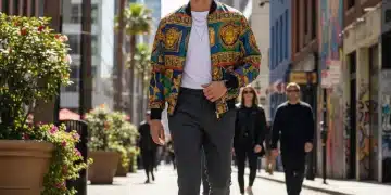 Stylish person wearing vintage designer jacket, archival fashion trend