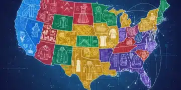 US Production Hubs 2026: Best States for Emerging Designers Stylized map of US production hubs for emerging designers in 2026, with fashion and textile elements.